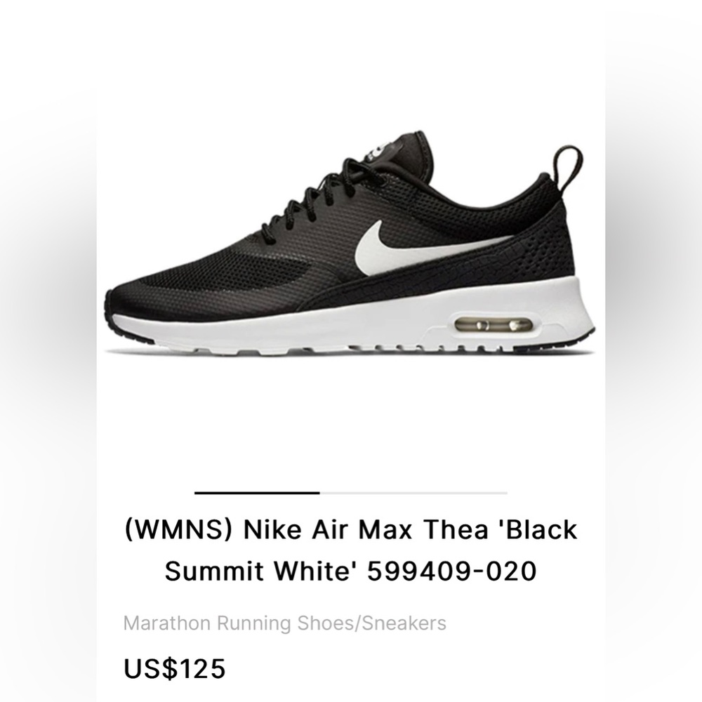 Nike Air Max Thea Black Summit White Size 9.5 Women’s